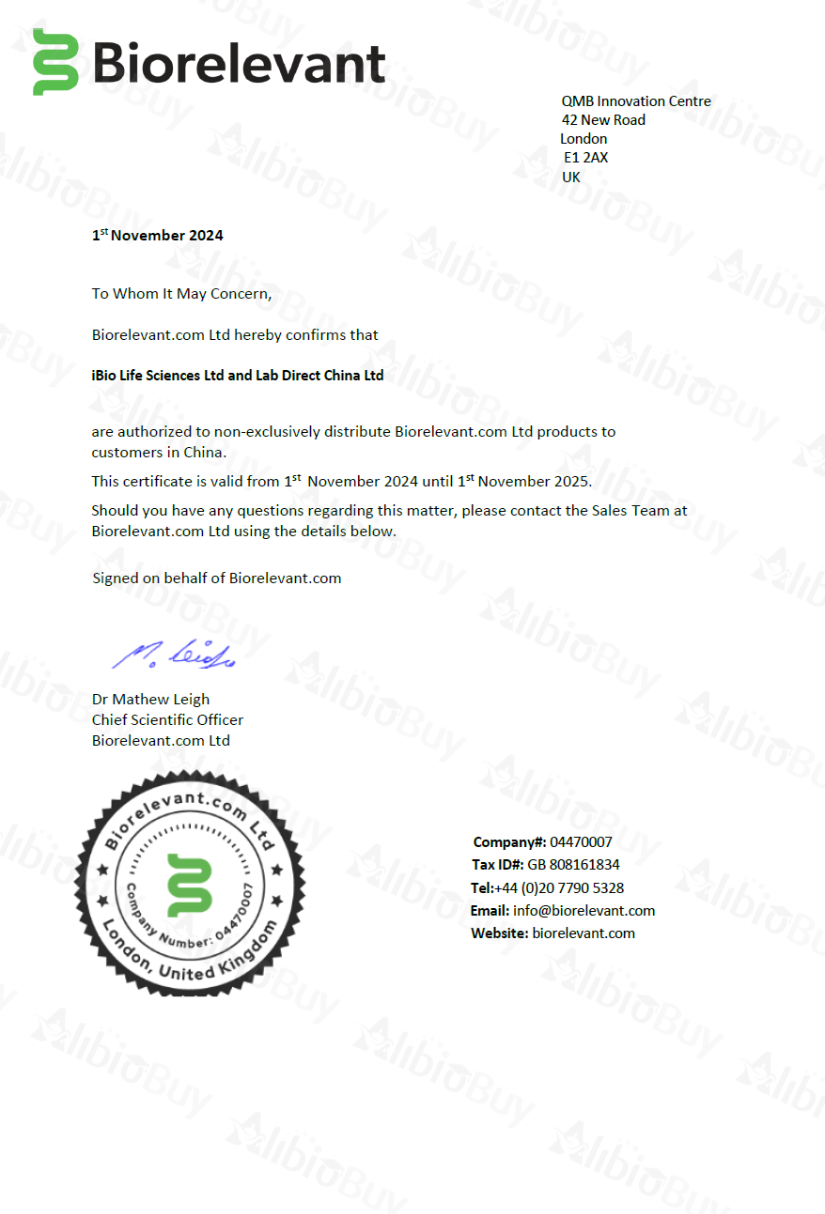 Biorelevant代理授权书